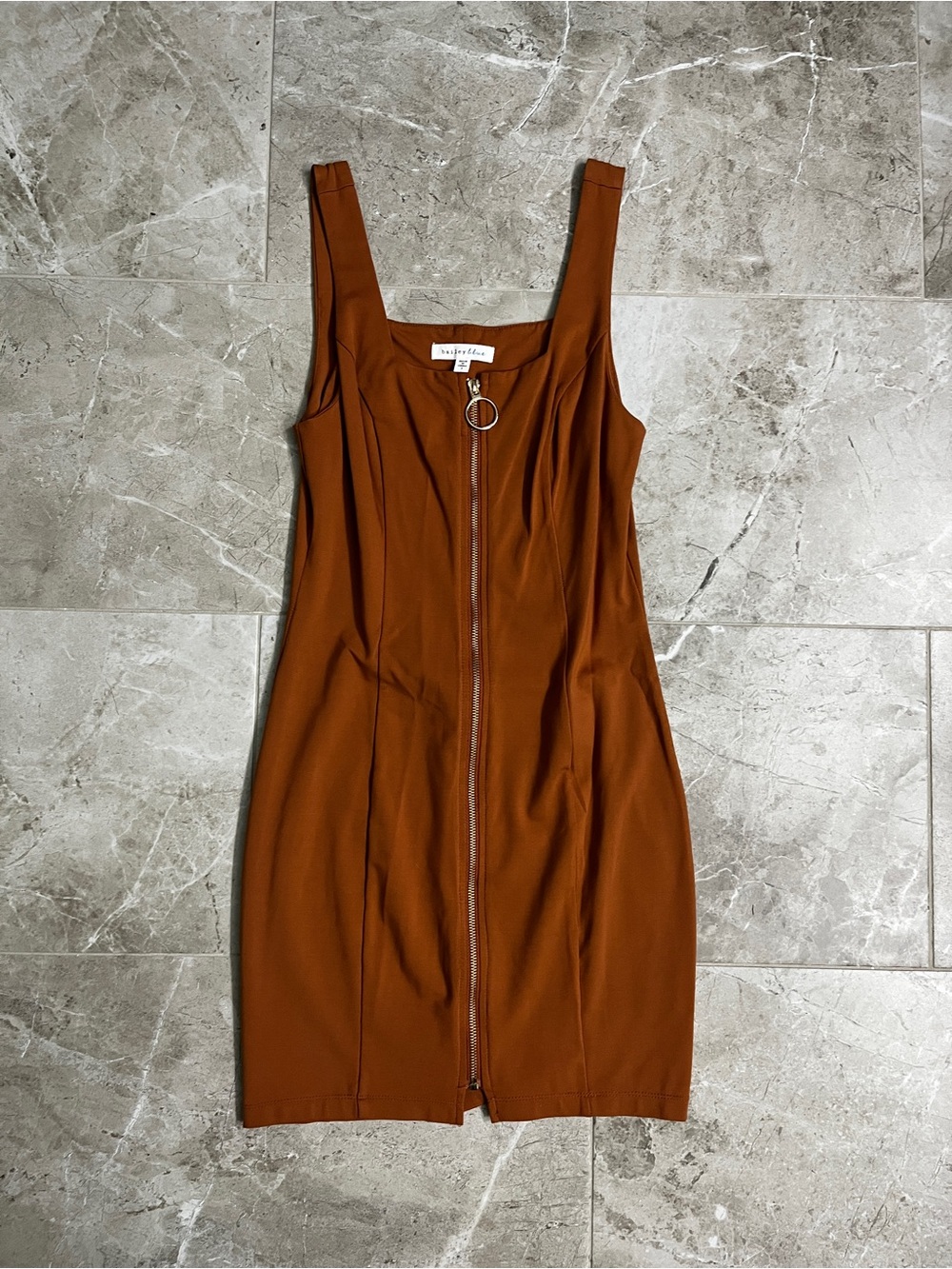 bailey blue Rust Brown Zip-Front Mini Dress